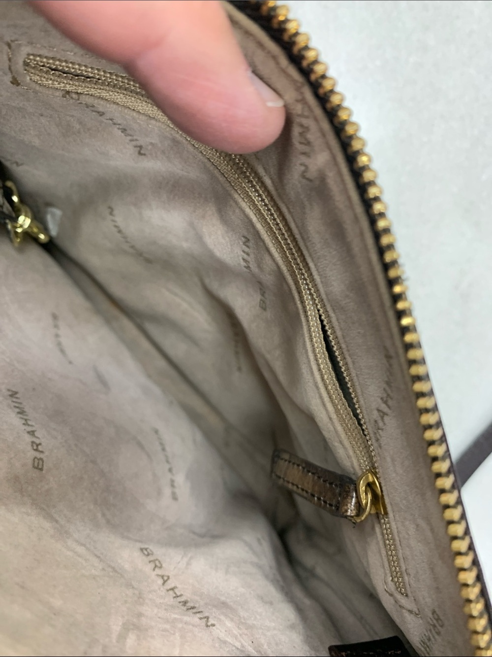 Brahmin Brown and Black Embossed Leather Crossbody with Tassel - Picture 4 of 10
